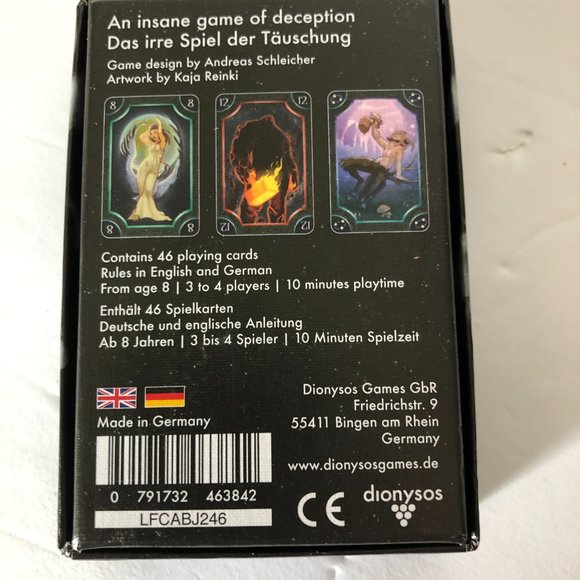 Lunatic Bluffing Card Game Dionysos Germany Ages 8+ For 3-4 Players Complete - Picture 3 of 3
